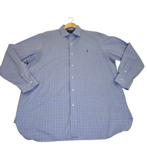 Polo Ralph Lauren Other - Polo Ralph Lauren Blue Plaid Shirt, Classic Fit Easy Care Stretch, M 17.5 34/35